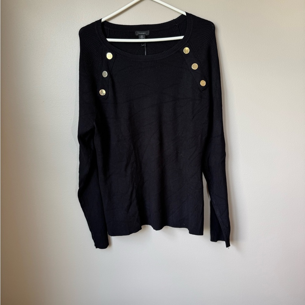 Halogen - Gold Button Rib Sweater